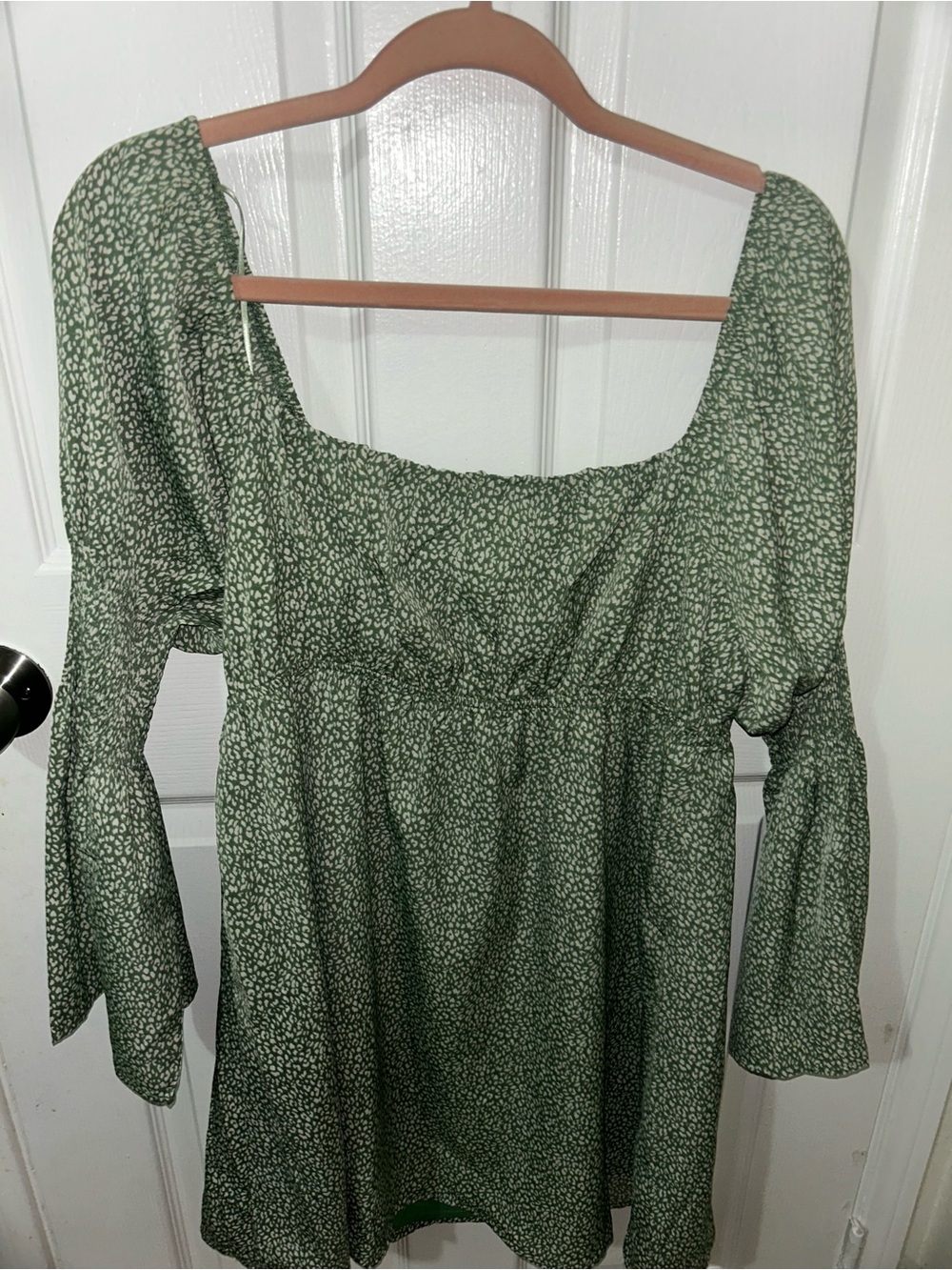 Le Lis Green Ditsy Square Neck Long Sleeve Dress